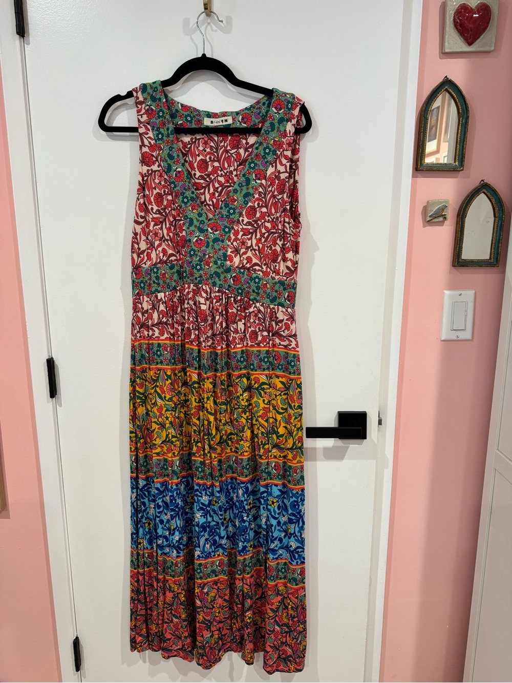 Boden Multicolor Floral Patchwork Maxi Dress